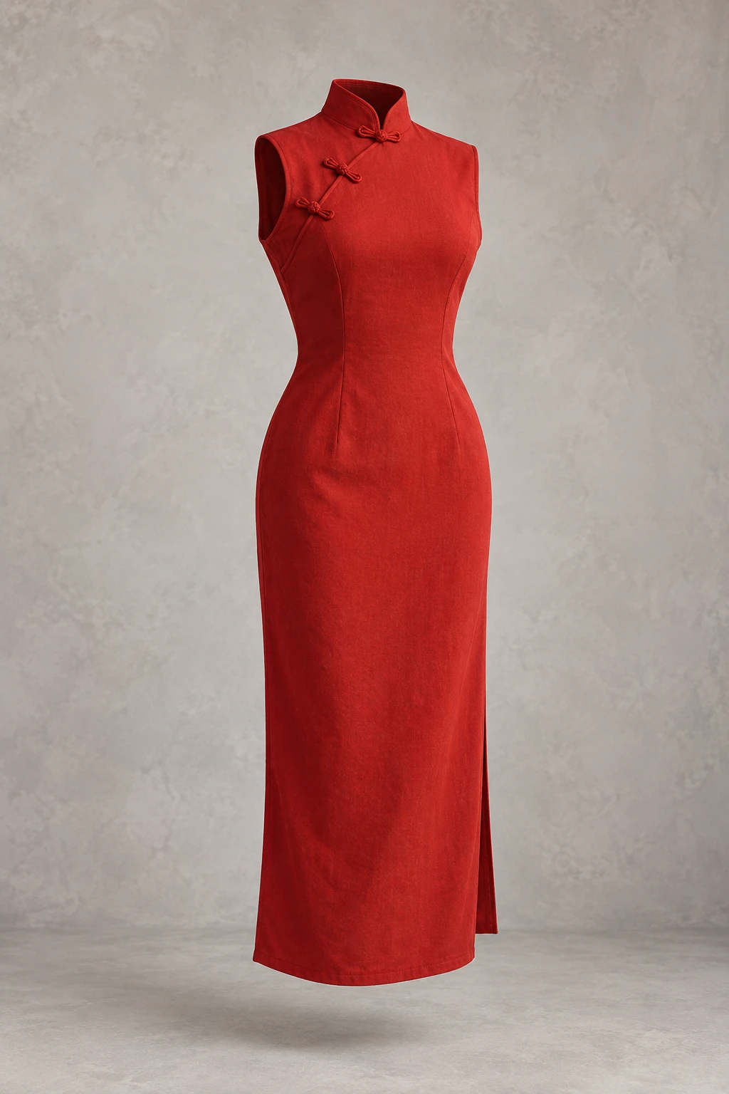Vermilion Vermilion Knot Midi Qipao, sleeveless, fitted silhouette